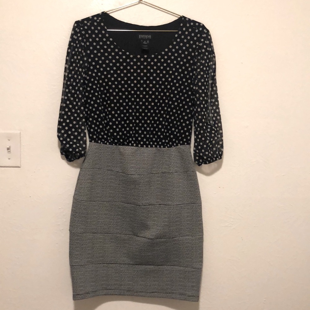 Enfocus Studio 3/4 Split Sleeve Polka Dot Dress